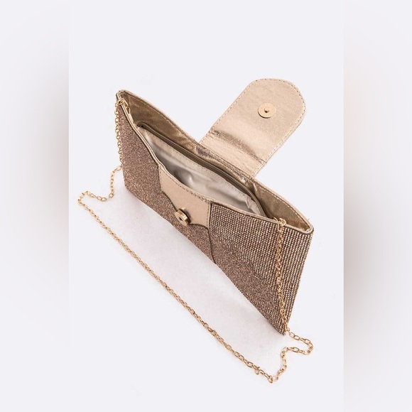 Rhinestone Pave Stone Bow Clutch Bag - Picture 5 of 6